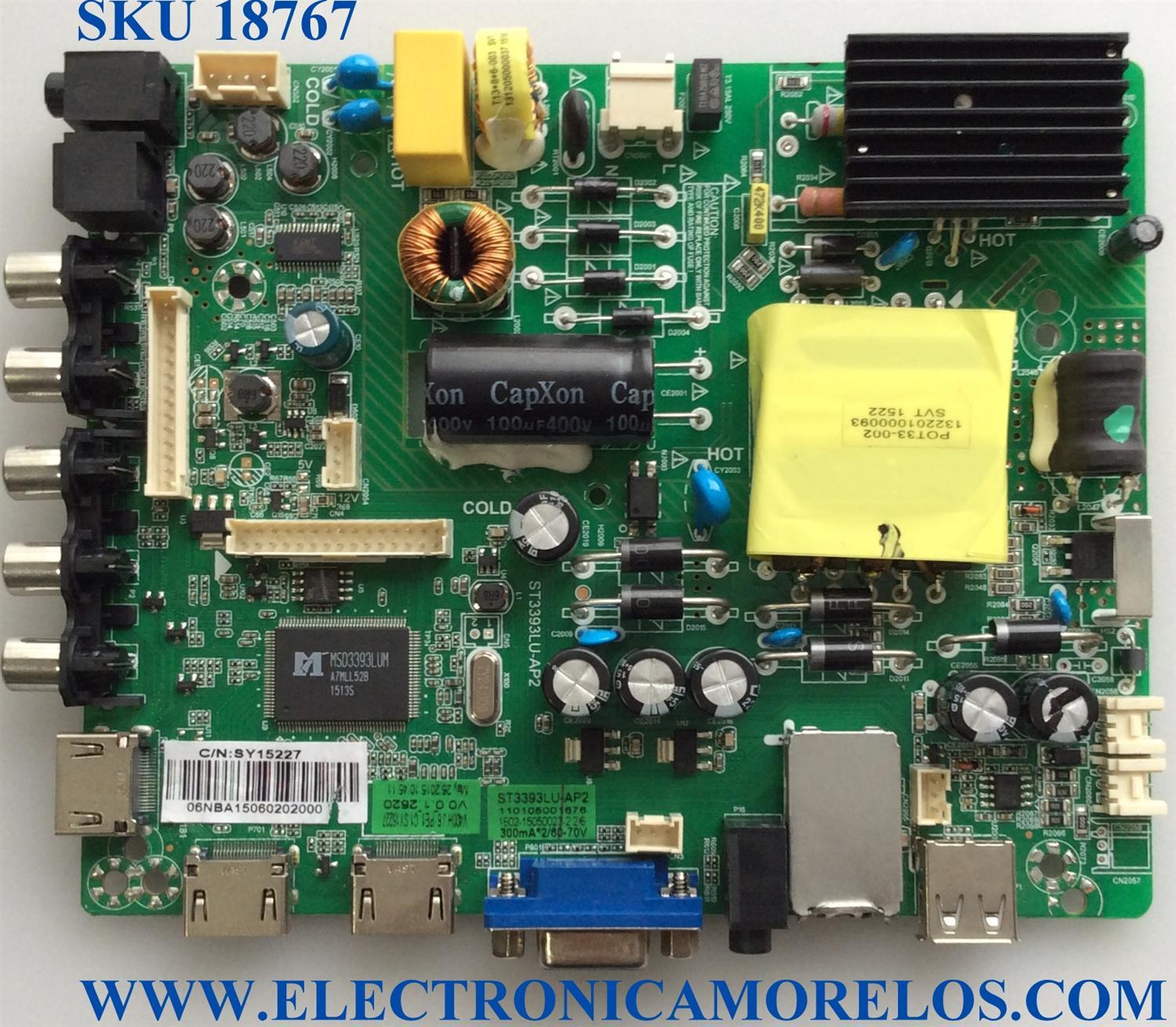 MAIN / FUENTE / (COMBO) / "NOTA MAIN NO TIENE BALUM" / ELEMENT SY15227 / ST3393LU-AP2 / 110105001676 / 1602-15050023-2 / PANEL`S T395-OCL-DLED (VER1.A) / V400HJ6-PE1 / MODELOS ELEFT408 / ELEFT406 G6G5M